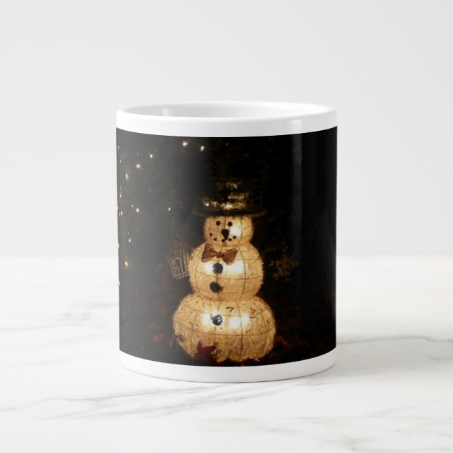 Caneca De Café Grande Tela de luz de feriado Snowman (Frente)