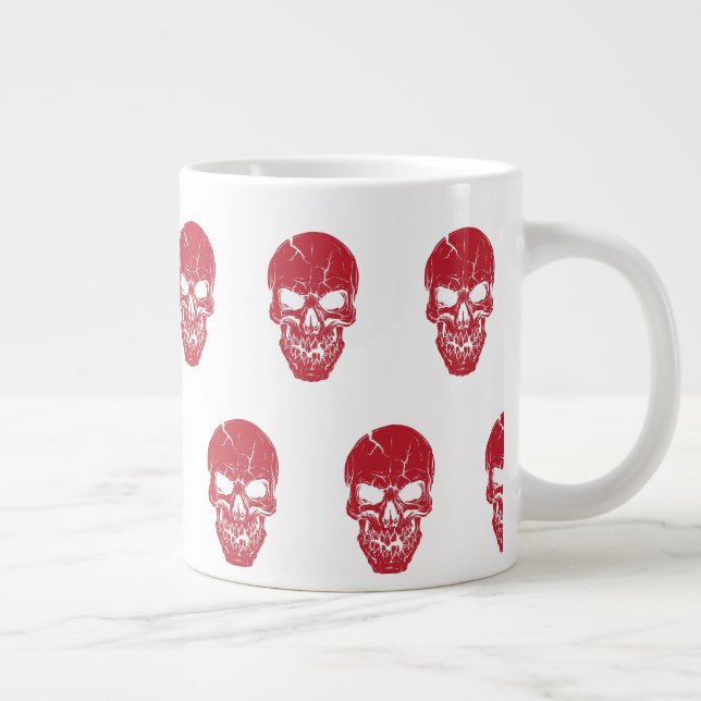 Caneca De Café Grande Tema Caveira Vermelha (Direita)