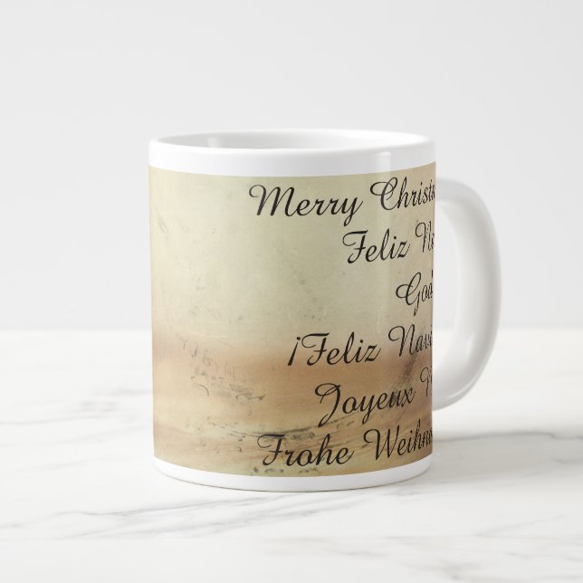 Caneca De Café Grande Tema de Natal com bola de Natal (Frente Esquerda)