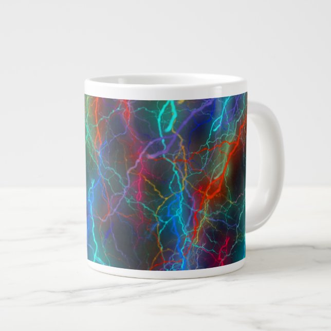 Caneca De Café Grande Tempestade Relâmpago Arco-Íris Colorida (Frente Esquerda)