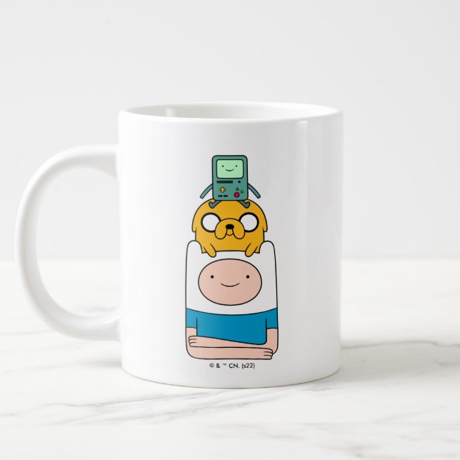 Caneca De Café Grande Tempo de Aventura | BMO, Jake e Finn (Esquerda)
