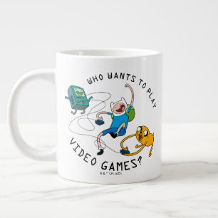 Caneca De Café Grande Tempo de Aventura Finn & Jake Play Com BMO