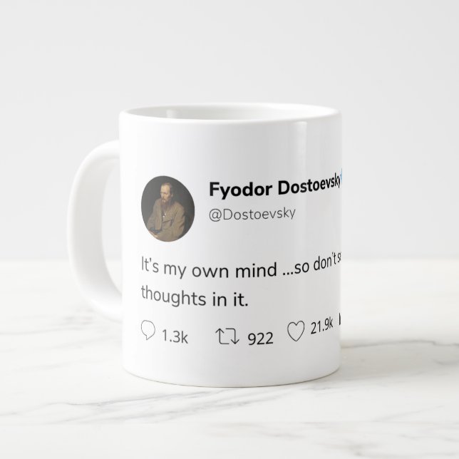 Caneca De Café Grande tendência de texto moderno da moda branca (Frente Esquerda)