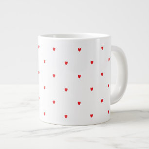 Caneca De Café Grande Tendência Legante dos Corações Vermelhos Branco