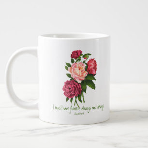 Caneca De Café Grande Tenho de ter o Flowers Claude Monet a citar Peony