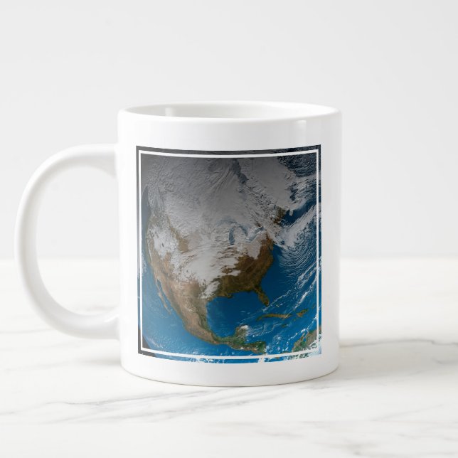 Caneca De Café Grande Terra Inteira Com Nuvens Simuladas Sobre A América (Esquerda)