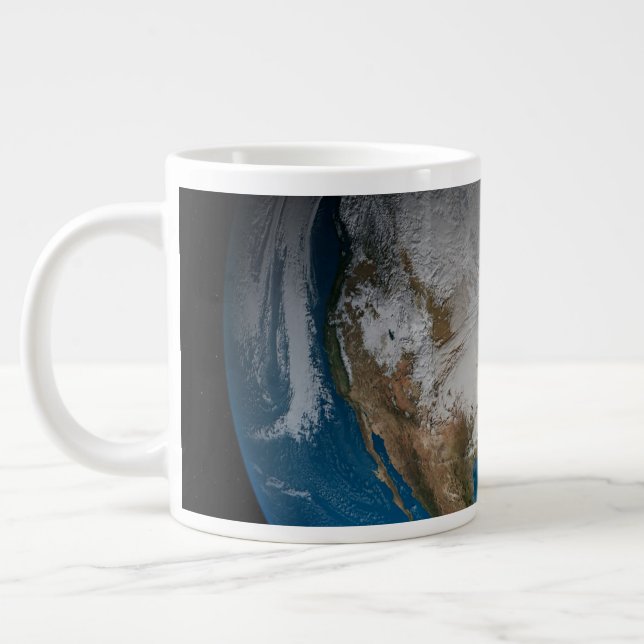 Caneca De Café Grande Terra Inteira Com Nuvens Simuladas Sobre A América (Esquerda)
