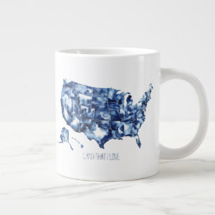 Caneca De Café Grande Terra que eu amo - Mapa dos Estados Unidos
