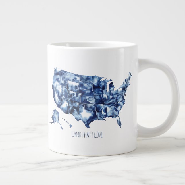 Caneca De Café Grande Terra que eu amo - Mapa dos Estados Unidos (Direita)