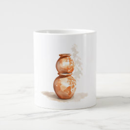 Caneca De Café Grande Terracotta Vessel Stack Art Print | Sculptural Cla