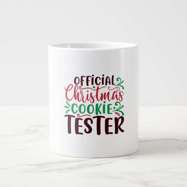 Caneca De Café Grande Testador de biscoito de Natal oficial (Frente)