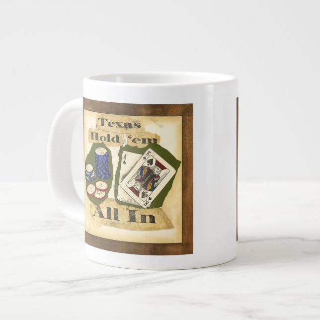 Caneca De Café Grande Texas segure-os com King e Ace (Frente Esquerda)