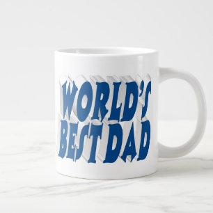 Caneca De Café Grande Texto 3d azul-mar do melhor Pai