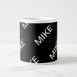 Caneca De Café Grande Texto Personalizável Preto e Branco Moderno e Ou