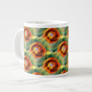 Caneca De Café Grande textura de arte abstrato verde-água, laranja, cí