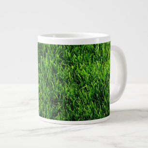 Caneca De Café Grande Textura verde de grama de um campo de futebol
