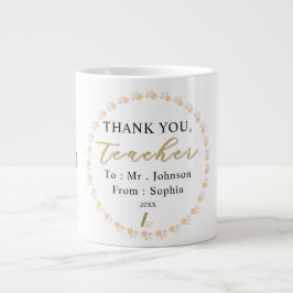 Caneca De Café Grande Thank You Teacher – Personalized Name Mug Gift