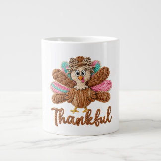 Caneca De Café Grande Thankful Turkey Design – Latch Hook Yarn Crochet S