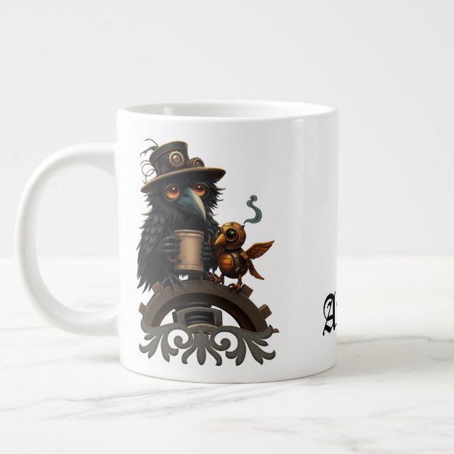 Caneca De Café Grande The raven powered by Coffee (Esquerda)