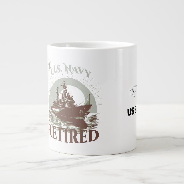 Caneca De Café Grande The United States Navy Retired (Frente)