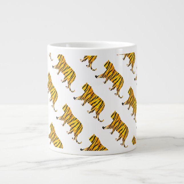 Caneca De Café Grande Tiger preto e laranja (Frente)