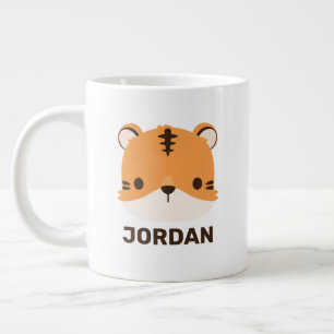 Caneca De Café Grande Tigre de Cuta com Nome Personalizado