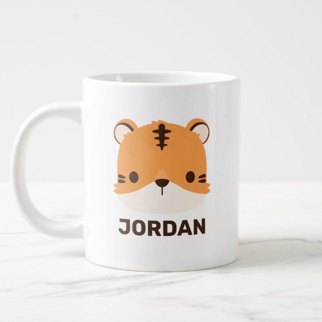 Caneca De Café Grande Tigre de Cuta com Nome Personalizado (Esquerda)