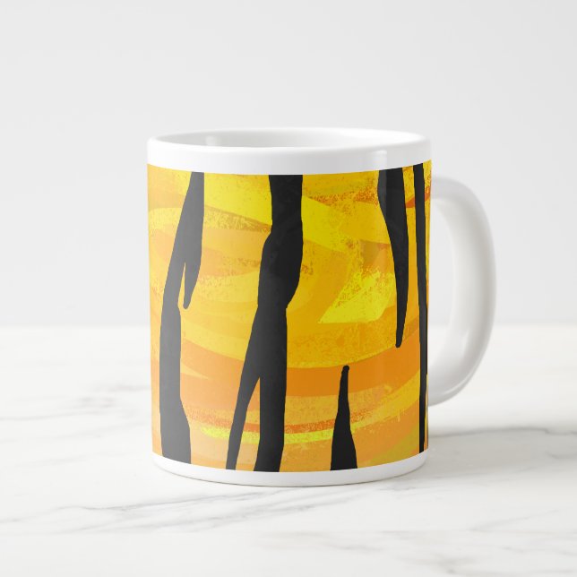 Caneca De Café Grande Tigre Preto e Laranja Estampado (Frente Esquerda)
