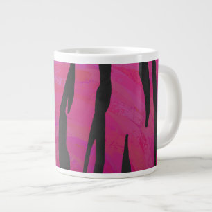 Caneca De Café Grande Tigre, rosa quente e Impressão preto