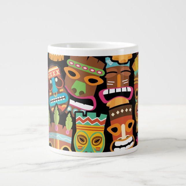 Caneca De Café Grande Tiki Pattern (Frente)