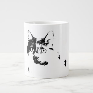 Caneca De Café Grande Tinta de gato curiosa, Retrato Mug