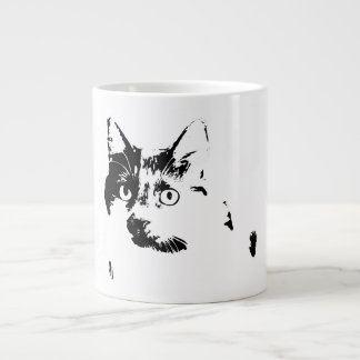 Caneca De Café Grande Tinta de gato curiosa, Retrato Mug