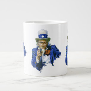 Caneca De Café Grande Tio Sam Patriótico Vintage com Chapéu Estrelado e 
