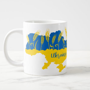 Caneca De Café Grande Tipografia da Ucrânia e orelha de trigo com pavilh