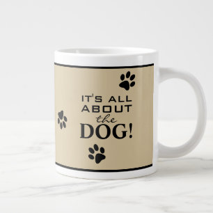 Caneca De Café Grande Tipografia de Cães Personalizados e Bonitos