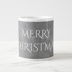 Caneca De Café Grande Tipografia de Quadro de Natal Feliz - Branco Preto