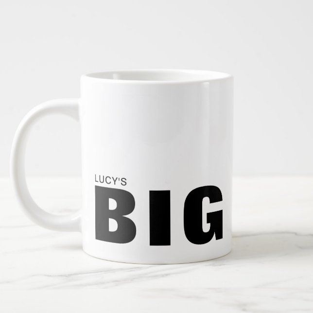 Caneca De Café Grande Tipografia de Texto Preto Personalizável para Big  (Esquerda)