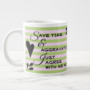 Caneca De Café Grande Tipografia do Humor Sarcástico sobre Stripes