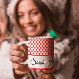 Caneca De Café Grande Tipografia do monograma clássico da Bolinhas verme