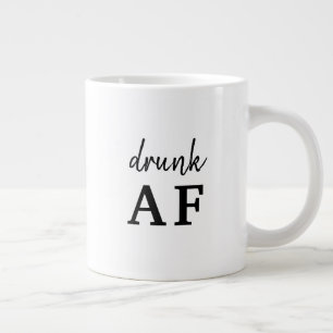 Caneca De Café Grande Tipografia Preta Engraçada Bêbado AF