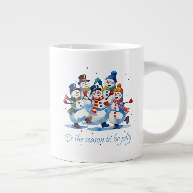 Caneca De Café Grande Tis the Season to be Jolly Dancing Jolly Snowmen (Direita)