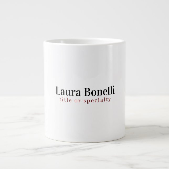 Caneca De Café Grande Título de Nome Simples Moderno Profissional Minima (Frente)