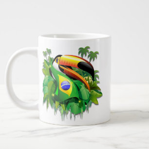 Caneca De Café Grande Toco Toucan com bandeira do Brasil