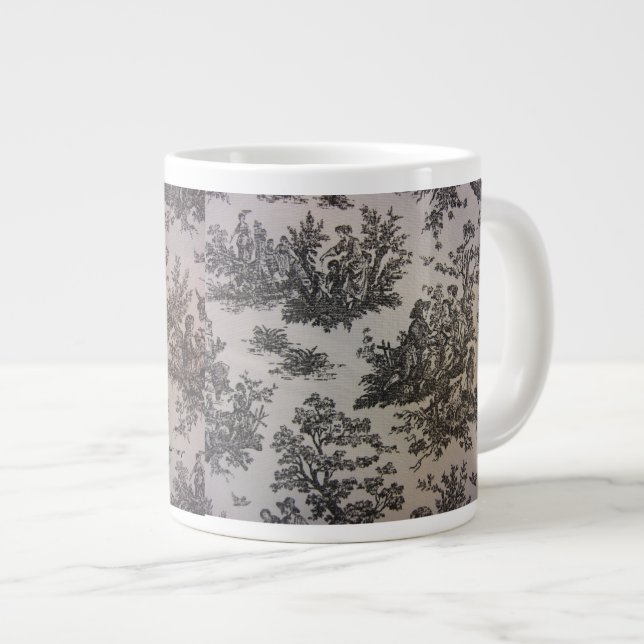 Caneca De Café Grande Toile em preto e branco (Frente Esquerda)