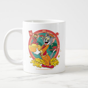 Caneca De Café Grande Tom & Jerry Ano novo Envelope Vermelho