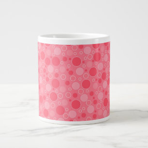 Caneca De Café Grande tons vermelhos de coral com bolinhas em estilo ret