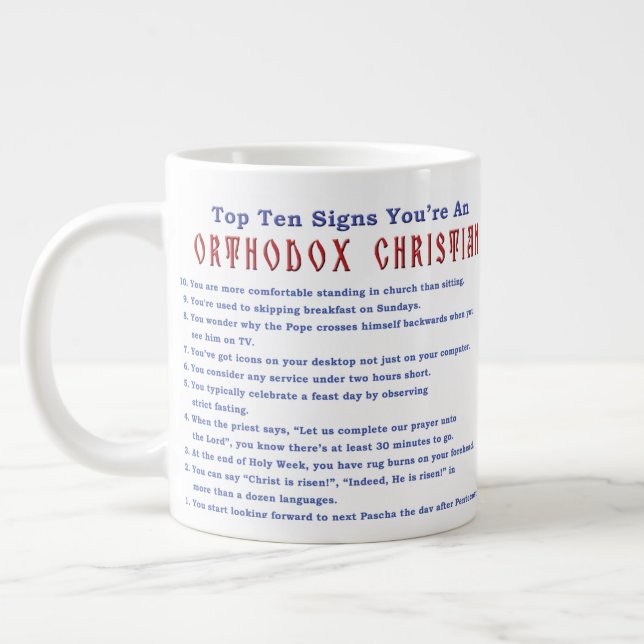 Caneca De Café Grande Top Dez Sinais Você é um Cristão Ortodoxo (Esquerda)
