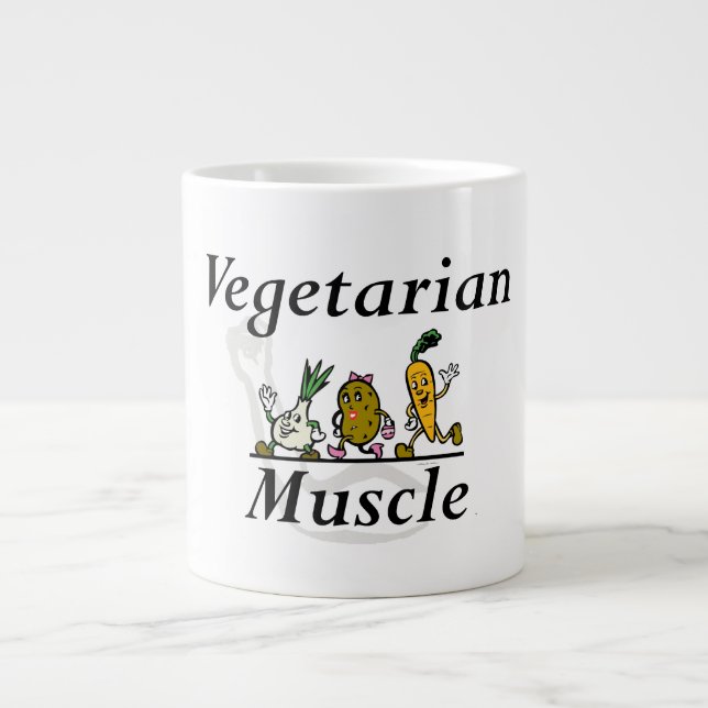 Caneca De Café Grande TOP Músculo Vegetariano (Frente)