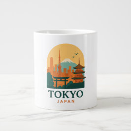 Caneca De Café Grande Tóquio Minimalista Japão Viagem | Moderno