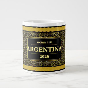 Caneca De Café Grande Torcida de Futebol da Argentina 2026 Preto Dourado